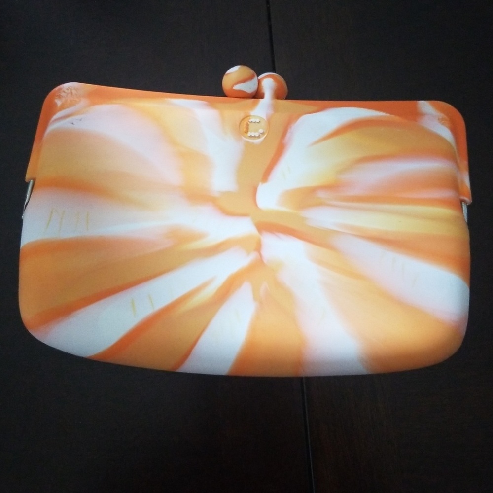 Tie-dye White & orange clasp  jelly coin p…